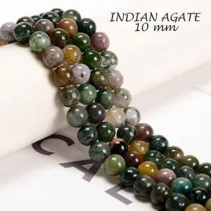 10 MM' SMOOTH PLAIN ROUND INDIAN AGATE BEADS' APPROX 36-37 BEADS SOLD BY PER LINE PACK