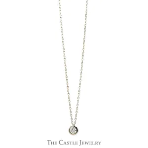 1/2ct Round Diamond Solitaire Pendant on 16.5 Inch Cable Link Chain in 10k White Gold