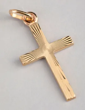 9ct Gold Textured Cross Pendant Charm