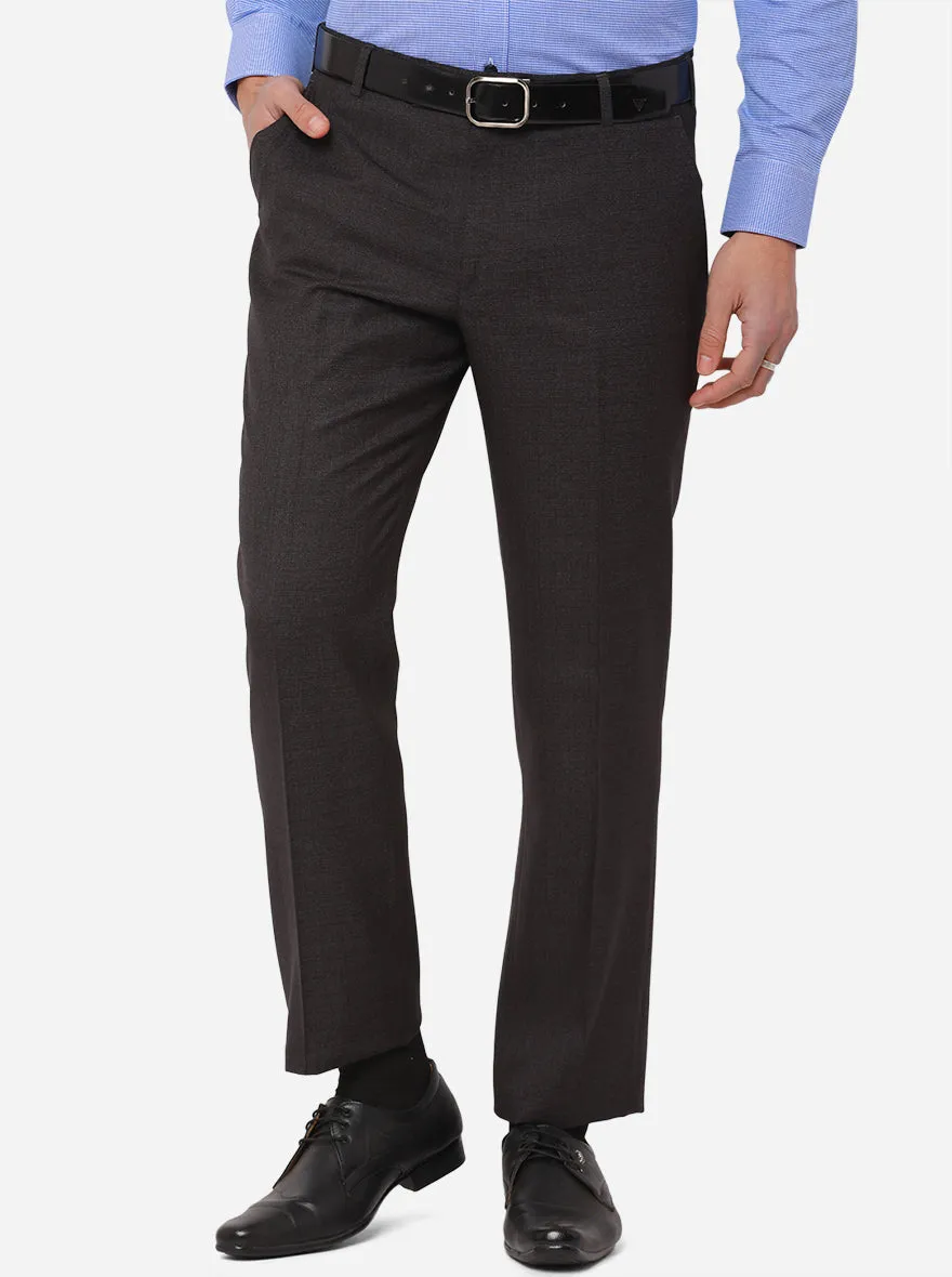 Charcol Grey Solid Classic Fit Formal Trouser | JadeBlue