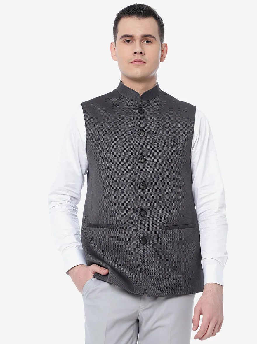 Dark Grey Checked Regular Fit Modi Jacket | JadeBlue