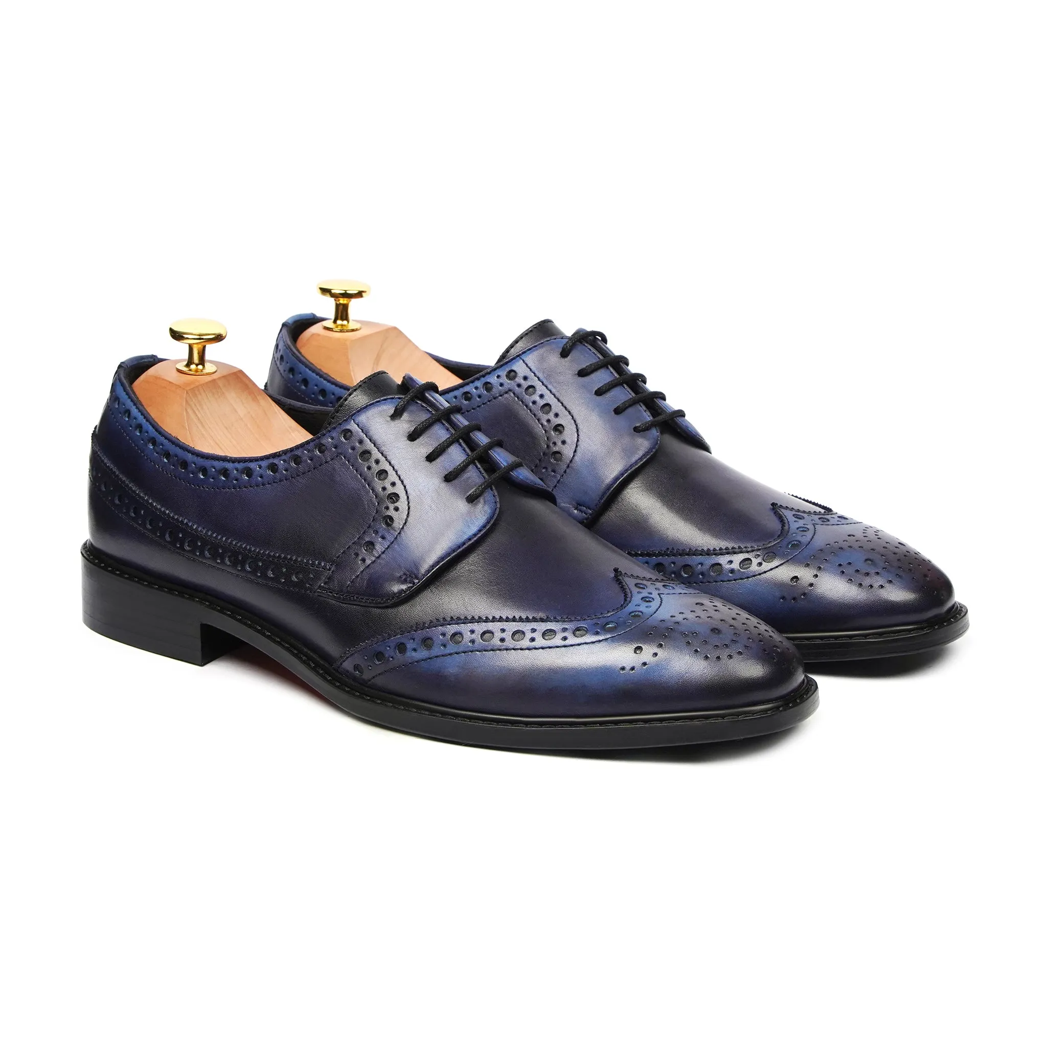 Durham - Men's Dark Blue Calf Leather Derby Shoe