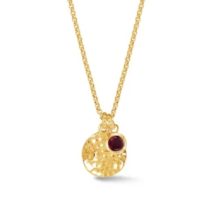 Hammered Disc & 5mm Garnet Array Pendant