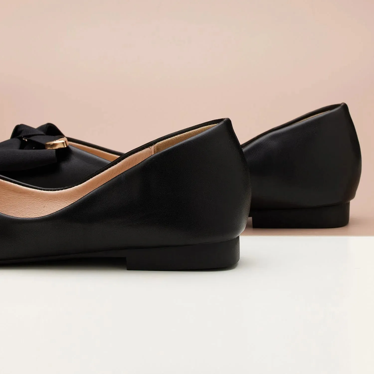 Metal Bow Ballerina Flats (Eva) Black