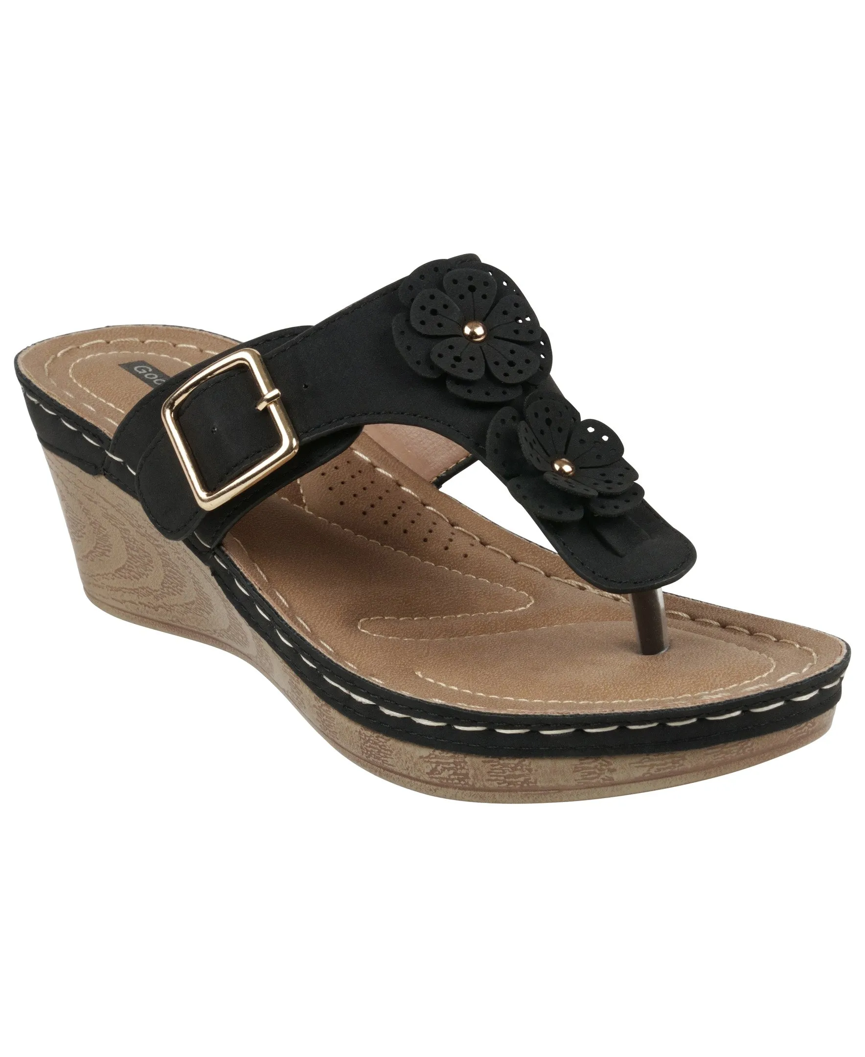 Narbone Black Wedge Sandals