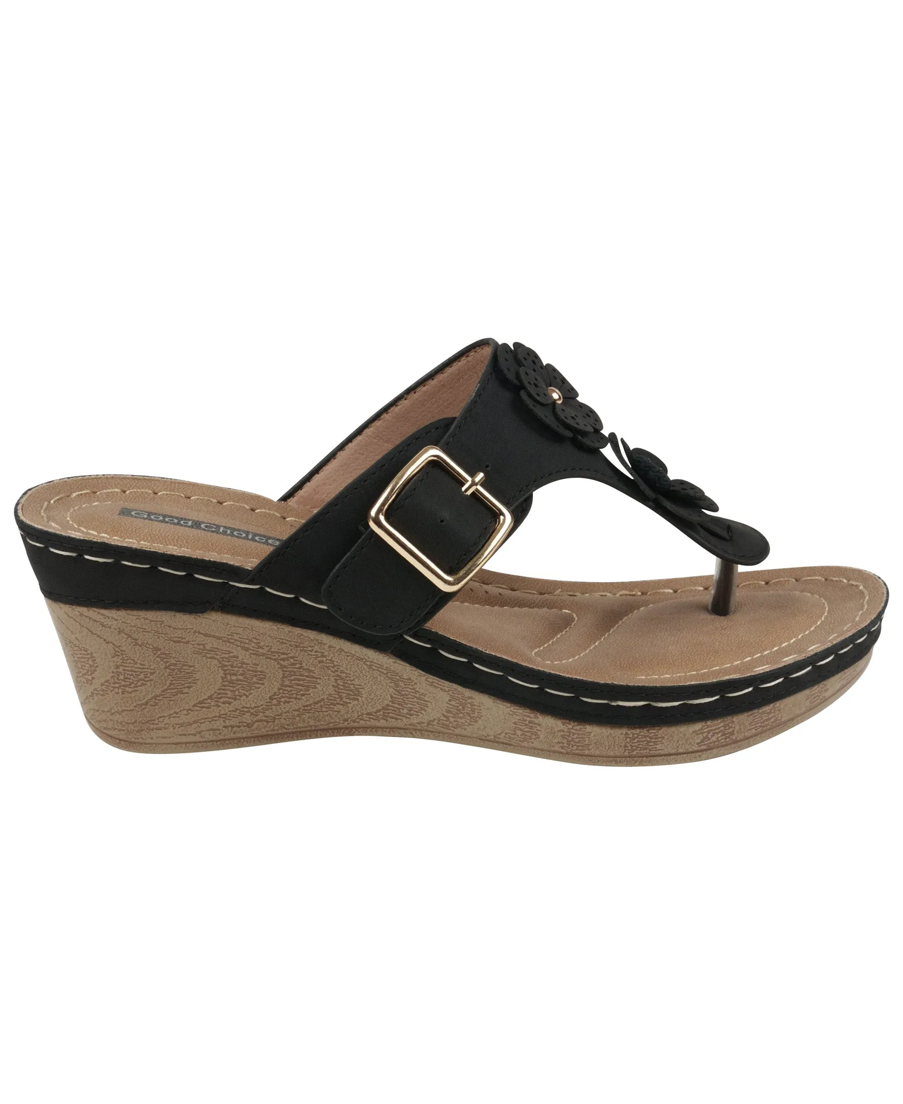 Narbone Black Wedge Sandals