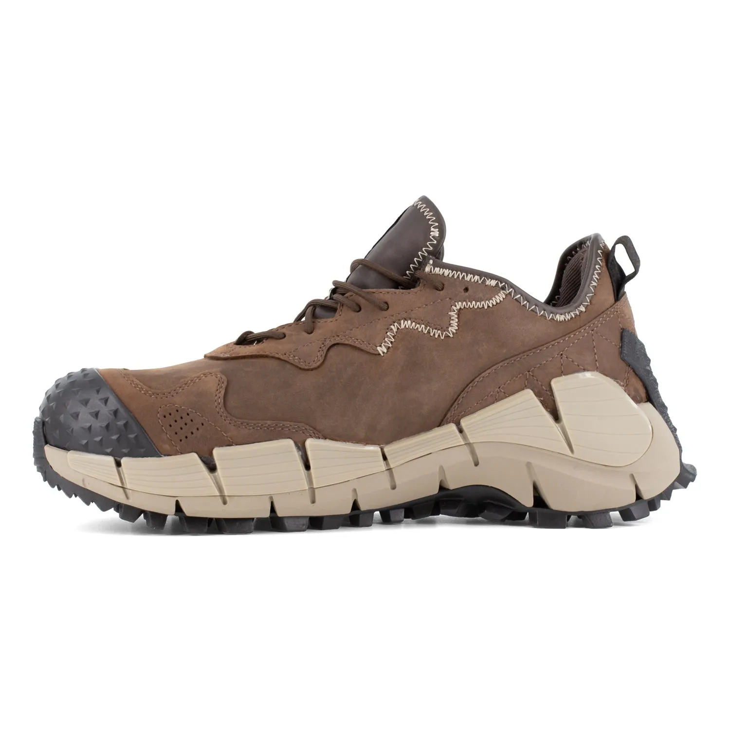 Reebok Mens Zig Kinetica Edge II Brown Leather Waterproof Hiker Work Shoes